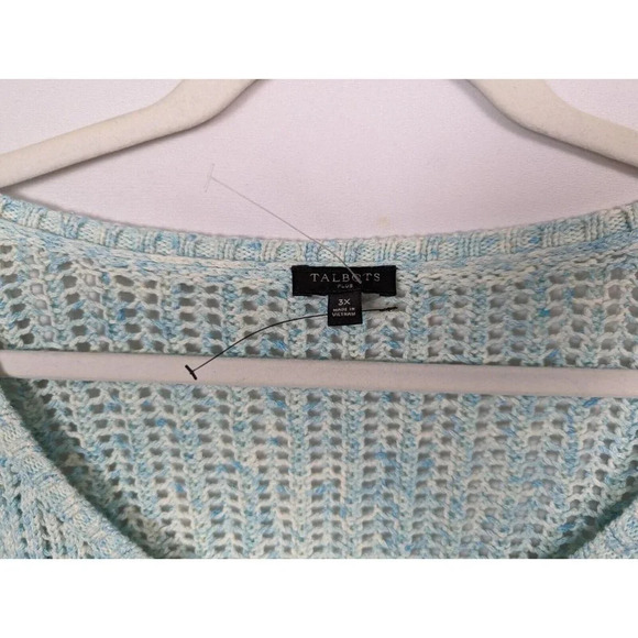 Talbots Light Blue Green Crew Neck Sweater Size 3X Loose Airy Comfy Versatile - Picture 9 of 9